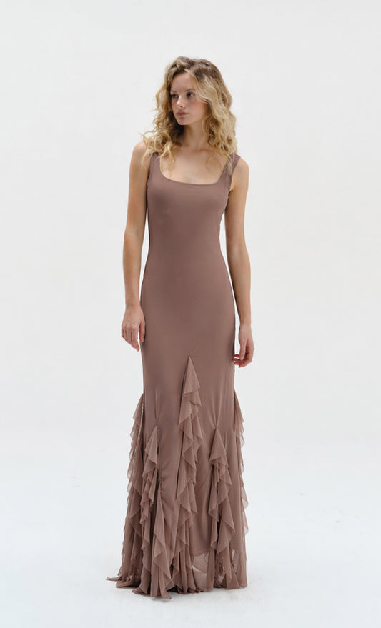 Long Dress Radiant Chocolate Brown - Beluga Mare